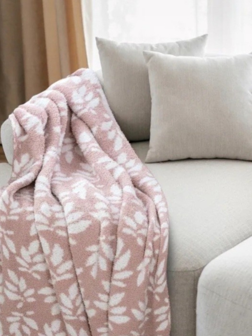 New! Plush Floral Pink Sherpa Throw Blanket - Soft Cozy Home Bedding